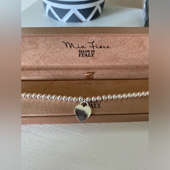 NEW STERLING SILVER 925  HEART CHARM CHAIN BRACELET MIA FIORE CLASSIC ITALY - Picture 5 of 6